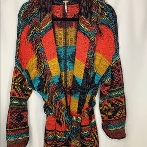Aztec like tribal knit print cardigan.